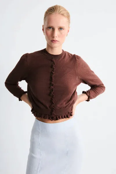 Mus & Bombon Car Mirri Cardigan In Brown