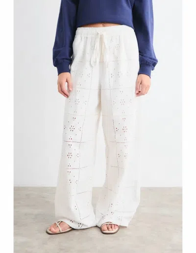 Mus & Bombon Java Embroided Wide Trousers In White