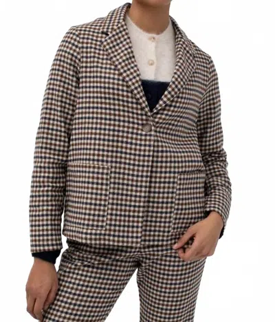 Mus & Bombon Libournais Blazer In Navy Checks In Multi