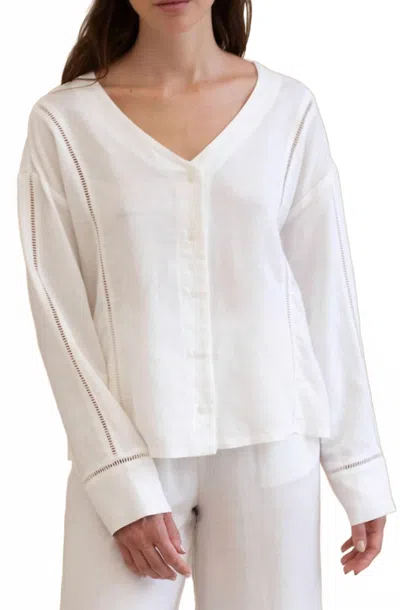 Mus & Bombon Marshal Long Sleeve Shirt In Blanco In White