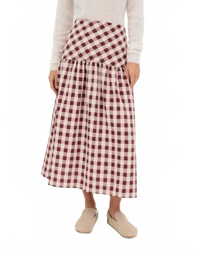 Mus & Bombon Marylebone Skirt In Granite In Burgundy