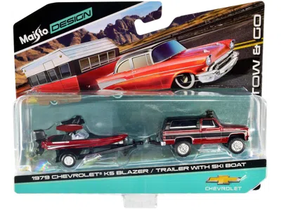 Muscle Machines 1979 Chevrolet K5 Blazer Red Metallic And Matt Black And Ski Boat Red Metallic And Matt Black With T
