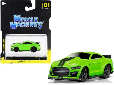 Muscle Machines 2020 Ford Mustang Shelby Gt500 Bright Green With Black Stripes 1/64 Diecast Model Car By Muscle Mach