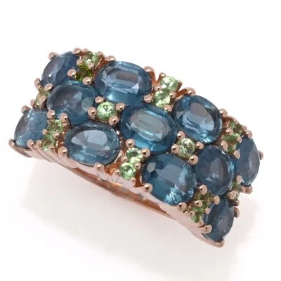 Muse 18k Rose Vermeil 0.64ctw Kyanite & Tsavorite Triple Row Ring In Metallic