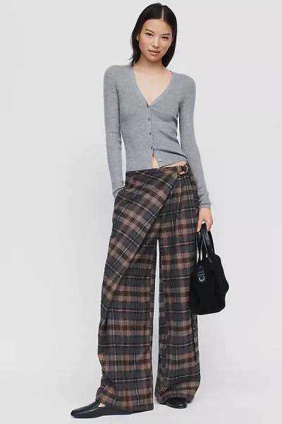Muse Assembly Elena 100% Cotton Trousers Pants In Grey