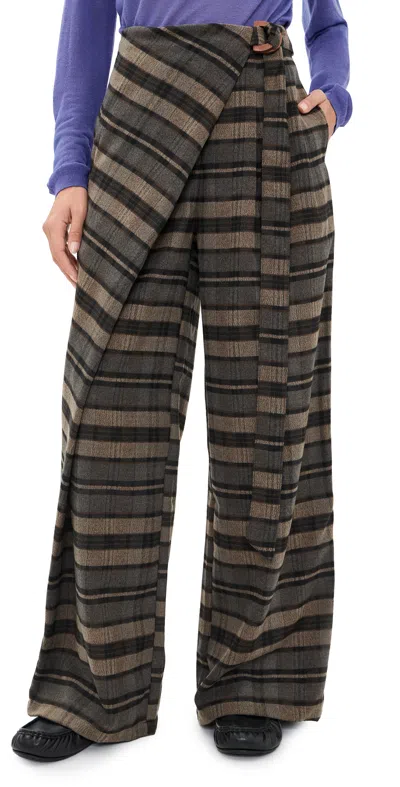 Muse Assembly Elena D-ring Pants With Wrap Overlay In Gray