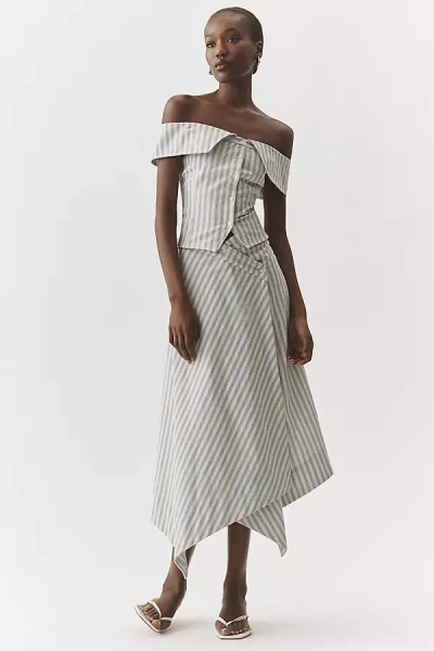 Muse Assembly Hazel Asymmetric Midi Skirt In White