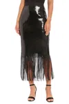 Muse Chelsea Sequin Fringe Skirt In Black In Black