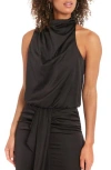 Muse Drape Mock Neck Top In Black