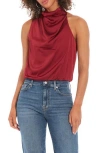 Muse Drape Mock Neck Top In Red