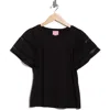 Muse Flutter Sleeve Cotton Top In Black