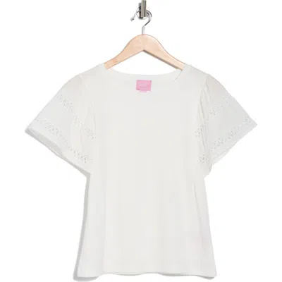 Muse Flutter Sleeve Cotton Top In White