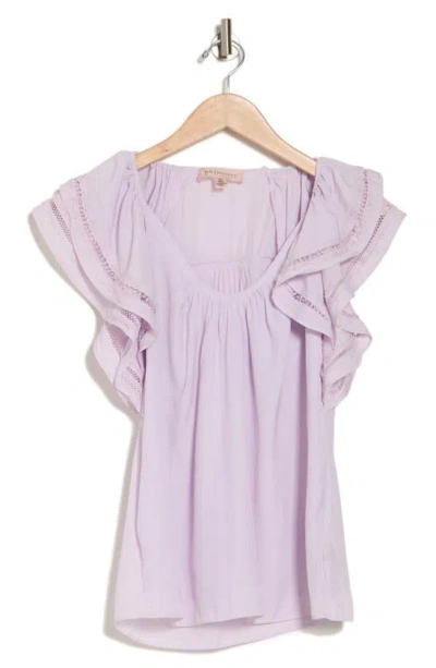 Muse Flutter Sleeve Top In Lilac