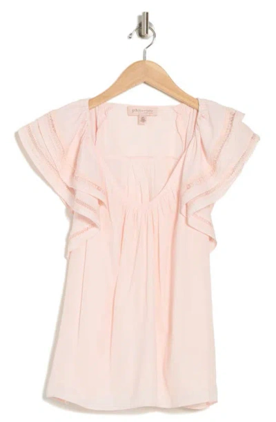 Muse Flutter Sleeve Top In Pale Pink
