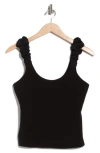 Muse Gathered Strap Tank Top In Black