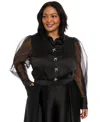 Muse Plus Size Bow-trim Bishop-sleeve Blouse