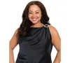 Muse Plus Size Draped Front Asymmetrical Tank Top In Black
