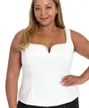Muse Plus Size Embellished Sweetheart Neck Top In White