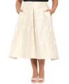 Muse Plus Size Polyester Box Pleat Midi Skirt In White