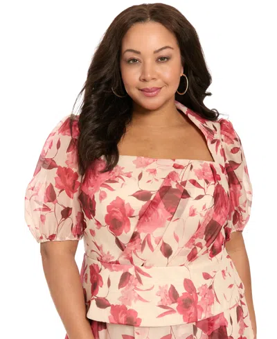 Muse Plus Size Polyester Shrug Asymmetrical Pleat Corset Top In Multi