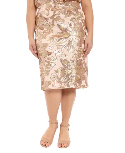 Muse Plus Size Recut Pencil Skirt In Gold