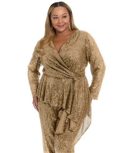 MUSE PLUS SIZE SEQUIN LONG-SLEEVE TOP