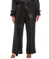 Muse Plus Size Sequined Pull-on Pants In Black