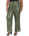 Muse Plus Size Sequin Pull On Pants In Green