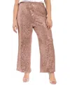 Muse Plus Size Sequin Pull On Pants In Pink