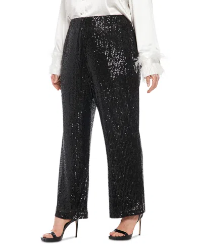 Muse Plus Size Sequined Pull-on Pants In Black