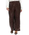 Muse Plus Size Sequined Pull-on Pants In Brown