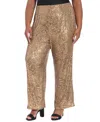 Muse Plus Size Sequined Pull-on Pants In Gold