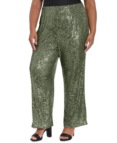MUSE PLUS SIZE SEQUINED PULL-ON PANTS