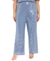 Muse Plus Size Sequined Pull-on Pants In Blue