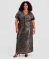 Muse Plus Size Sequinned Maxi Skirt In Brown