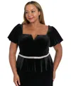 Muse Plus Size Square Notch Neck Top In Black
