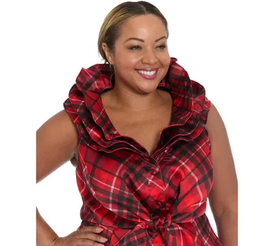 Muse Plus Size Triple Collar Sleeveless Top In Red