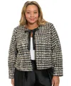 Muse Plus Size Tweed Jewel Neck Jacket With Bow