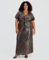 Muse Plus Size Sequinned Maxi Skirt In Brown