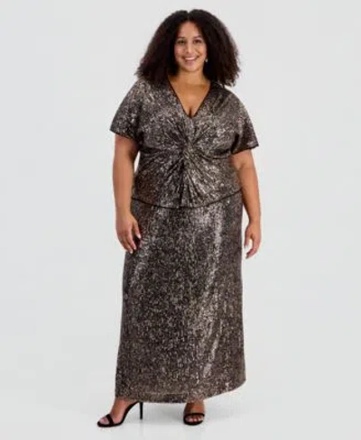Muse Sequin Top Skirt In Brown