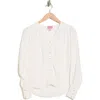 Muse Shirred Button-up Top In White