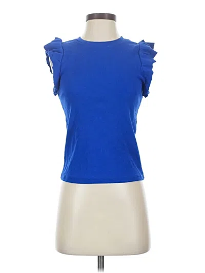 Pre-owned Muse Short Sleeve Top Blue Ruffles Neckline Tops