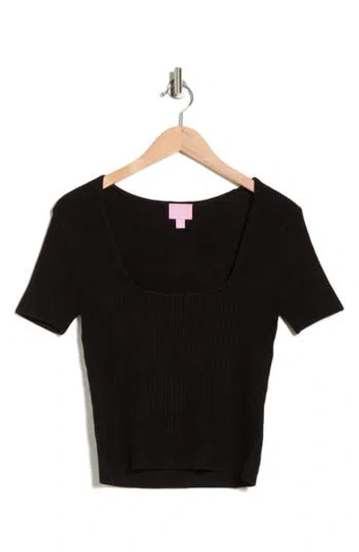 Muse Square Neck Ribbed Crop Top In Black