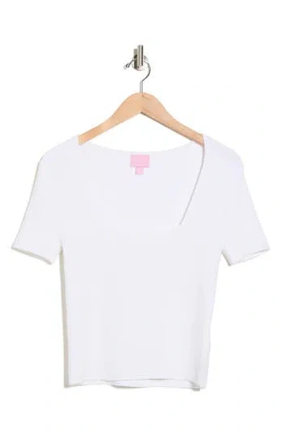 Muse Square Neck Ribbed Crop Top In White
