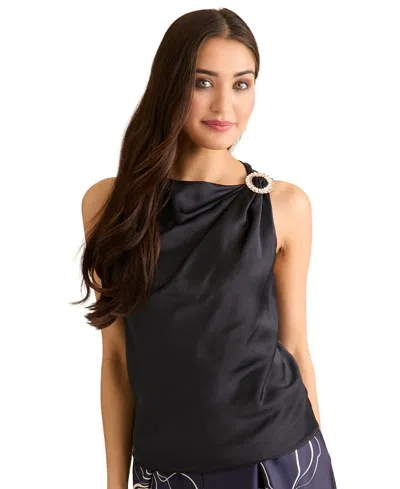 Muse Women's Asymmetric Neck Tank Top In Black