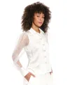 Muse Women's Bow-button Sheer Bishop-sleeve Blouse