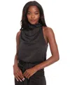 Muse Women's Draped Cowlneck Charmeuse Top In Black