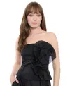 Muse Flower Organza Bustier In Black