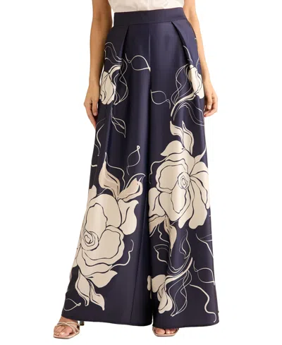 Muse Women's Front Pleat Wide-leg Pants In Blue