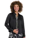 Muse Women's Long-sleeve Satin Top In Black